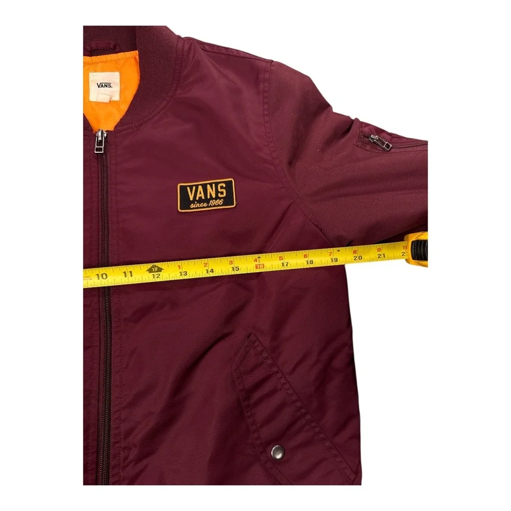 Vans Bomber Jacket Burgundy Mens Size M Classic‎ Logo Zip Up Outerwear